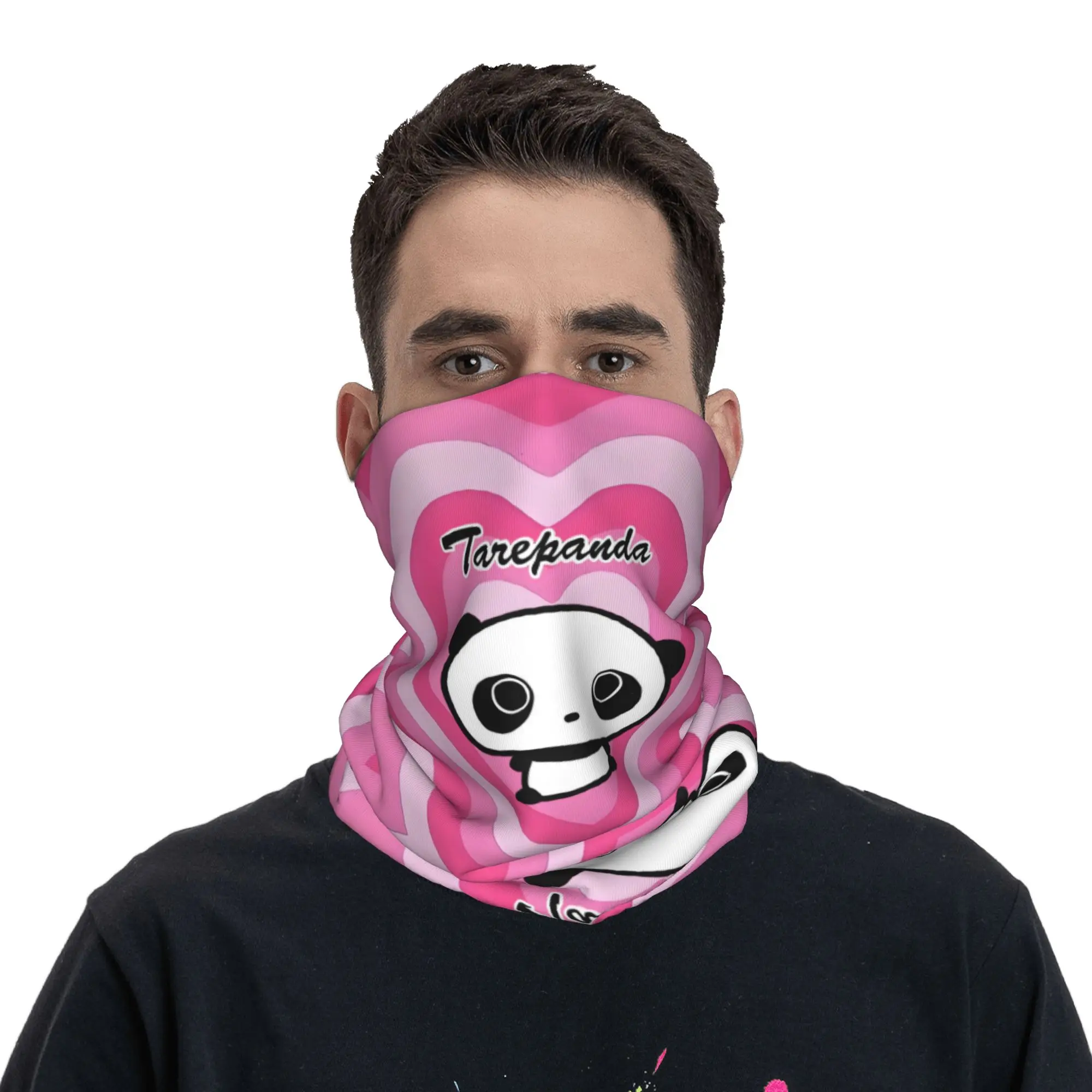 Cartoon Pink Heart Tarepanda  Bandana Neck Warmer Men Women Winter Hiking Ski Scarf Gaiter Kawaii Panda Anime  Face Cover
