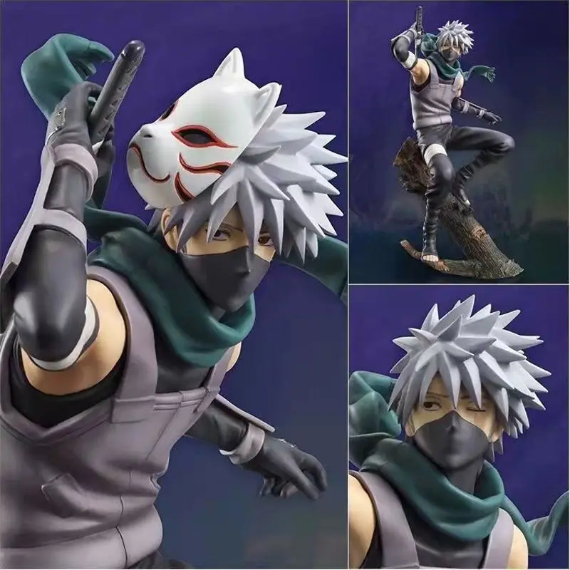 Bandai Banpresto Naruto Shippūden Shadow Hatake Kakashi Ornamenti periferici a doppia testa Gioco alla moda Figura anime Modello bambola