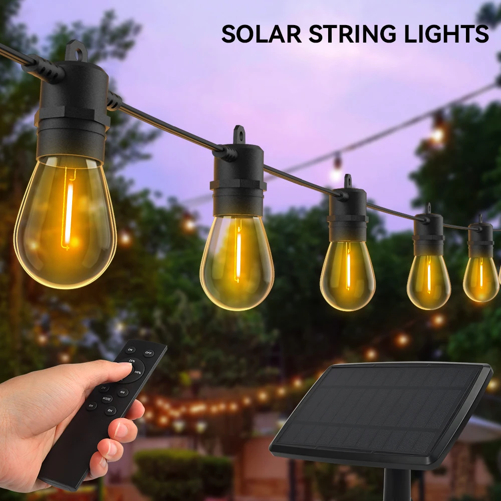 Pop LED Solar String Light Plastic Shatterproof Bulbs Outdoor Waterproof IP65 Hanging Patio Light For Wedding Backyard Decoratio