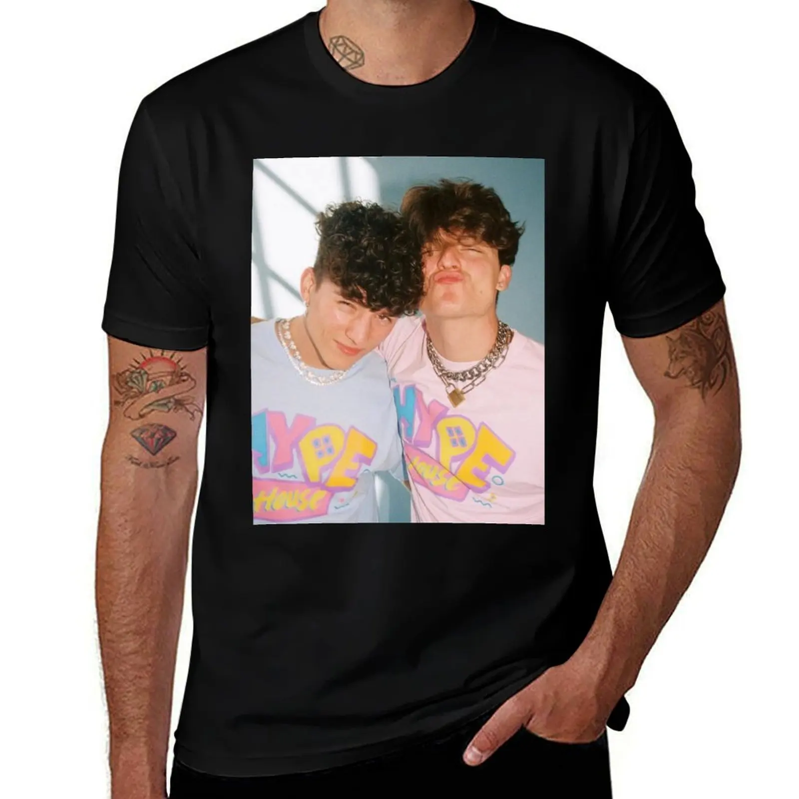 Lopez Brothers T-Shirt Casual Pattern Print Tee Shirt T-Shirt