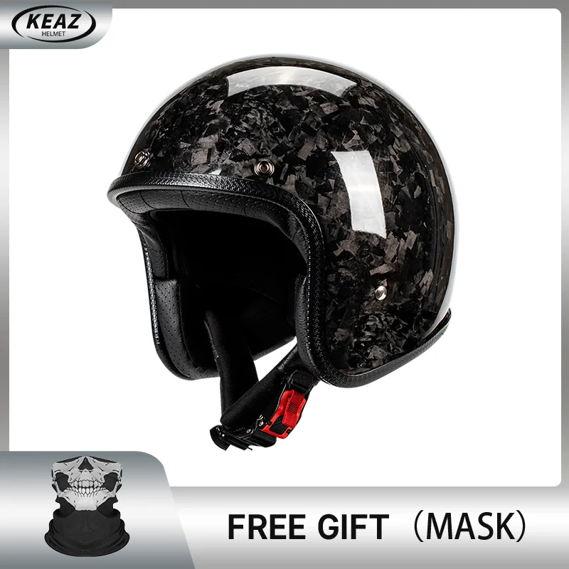 

Forging Pattern Vintage Open Face Half Motorcycle Helmet Jet Helmet DOT ECE Approved for Men Women Carbon Fiber Helmet