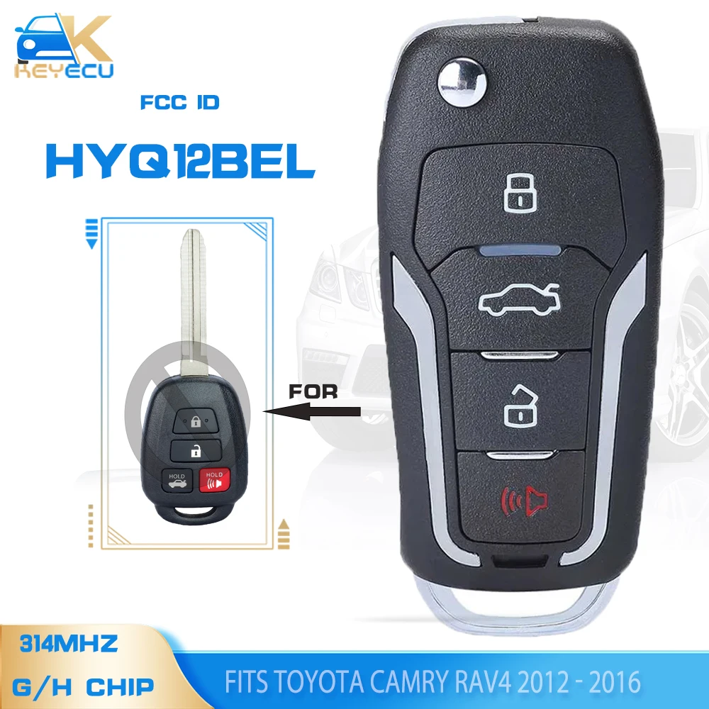 

KEYECU HYQ12BEL 314MHz H / G Chip Upgraded Remote Key 4 Button for Toyota Camry Rav4 2012 2013 2014 2015 2016