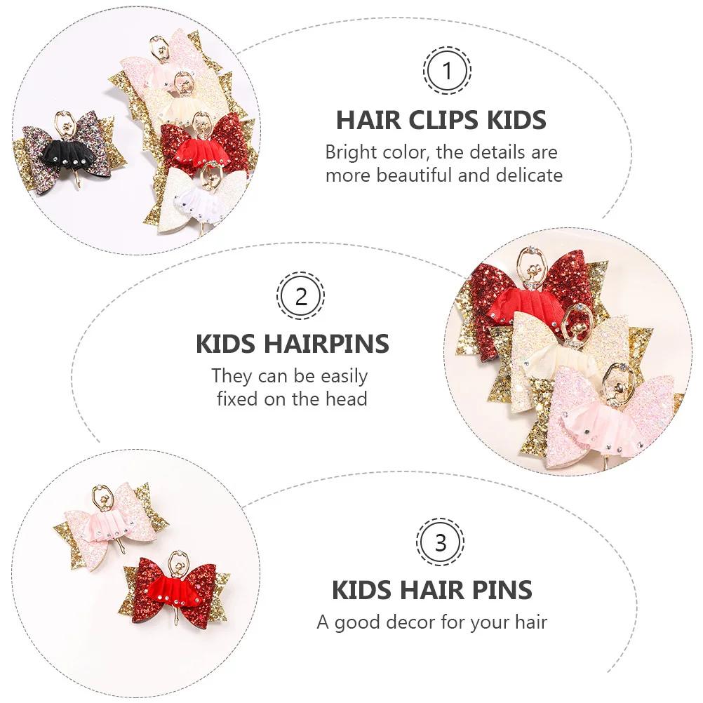 5 قطعة دبابيس الشعر للأطفال الرقص فتاة الباليه تصميم مقاطع الشعر حفلة إكسسوارات الشعر لون مشرق الاطفال دبوس الشعر فتاة المشابك #2