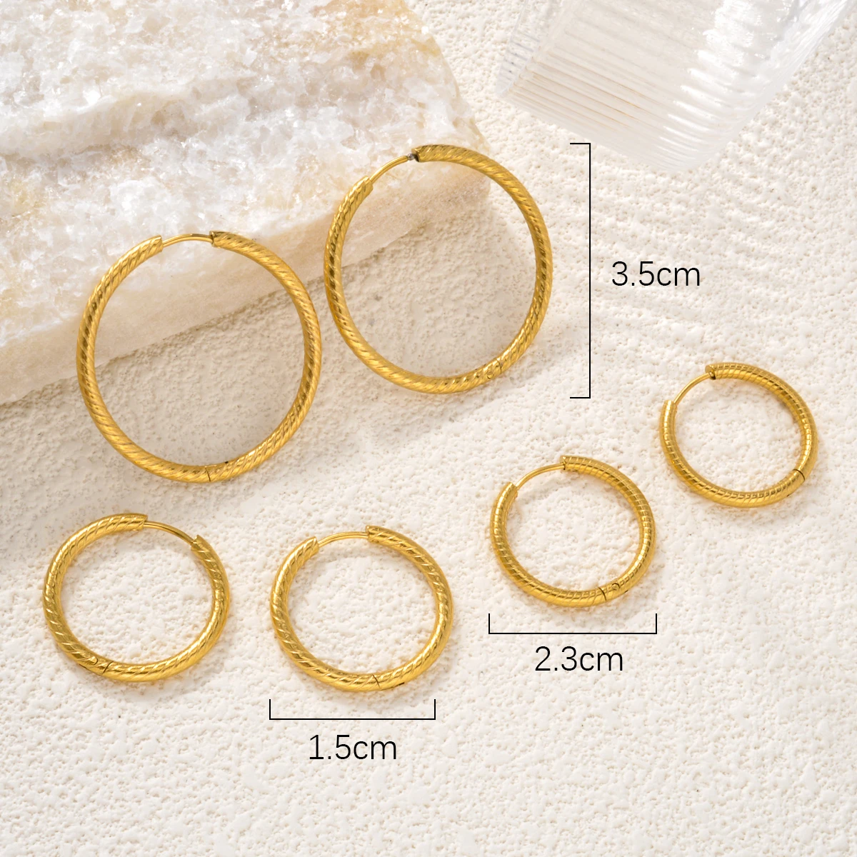 Gothic Stainless Steel Hoop Earrings 23mm/25mm/35mm Fashion Simple Gold Plated Round Circle Earrings For Women Men Party Jewelry