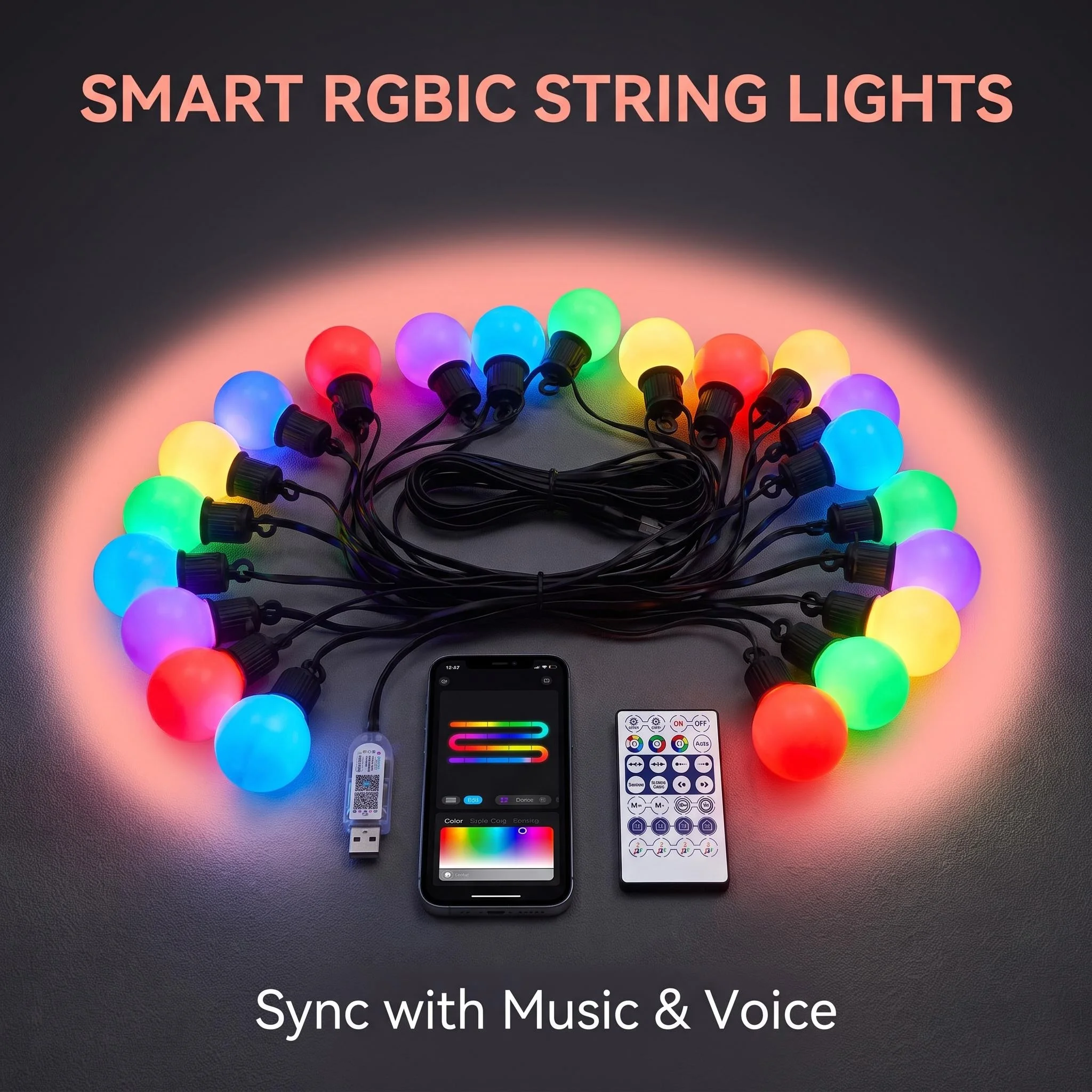 Smart WiFi Bluetooth LED String Lights 15/30M RGBIC USB Fairy Lights Outdoor Garden Patio Camping Decor LED Garland Lamp