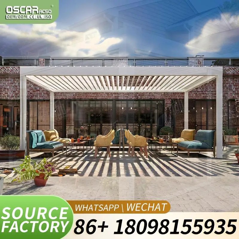 Weatherproof Wall Mounted Aluminum Sliding Folding Louvers Roof Automatic Foldable Pergola Outdoor Retractable Patio Canopy for