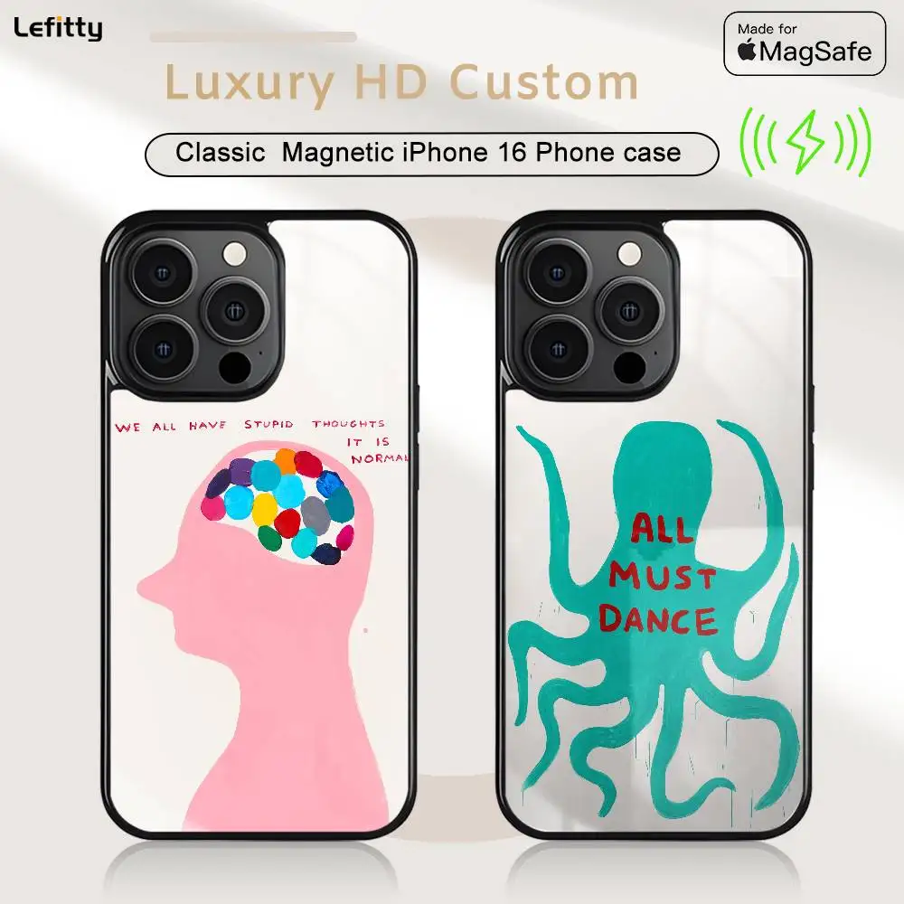 

Artist D-David S-Shrigley Phone Case For iPhone 16 15 14 13 12 11 Pro Max Plus Mini Magsafe Charging Cover Magnetic Hard Shell