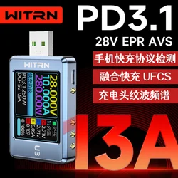 WITRN U3 tester USB voltage and current meter tester PD3.1 fast charging protocol PPS ripple spectrum