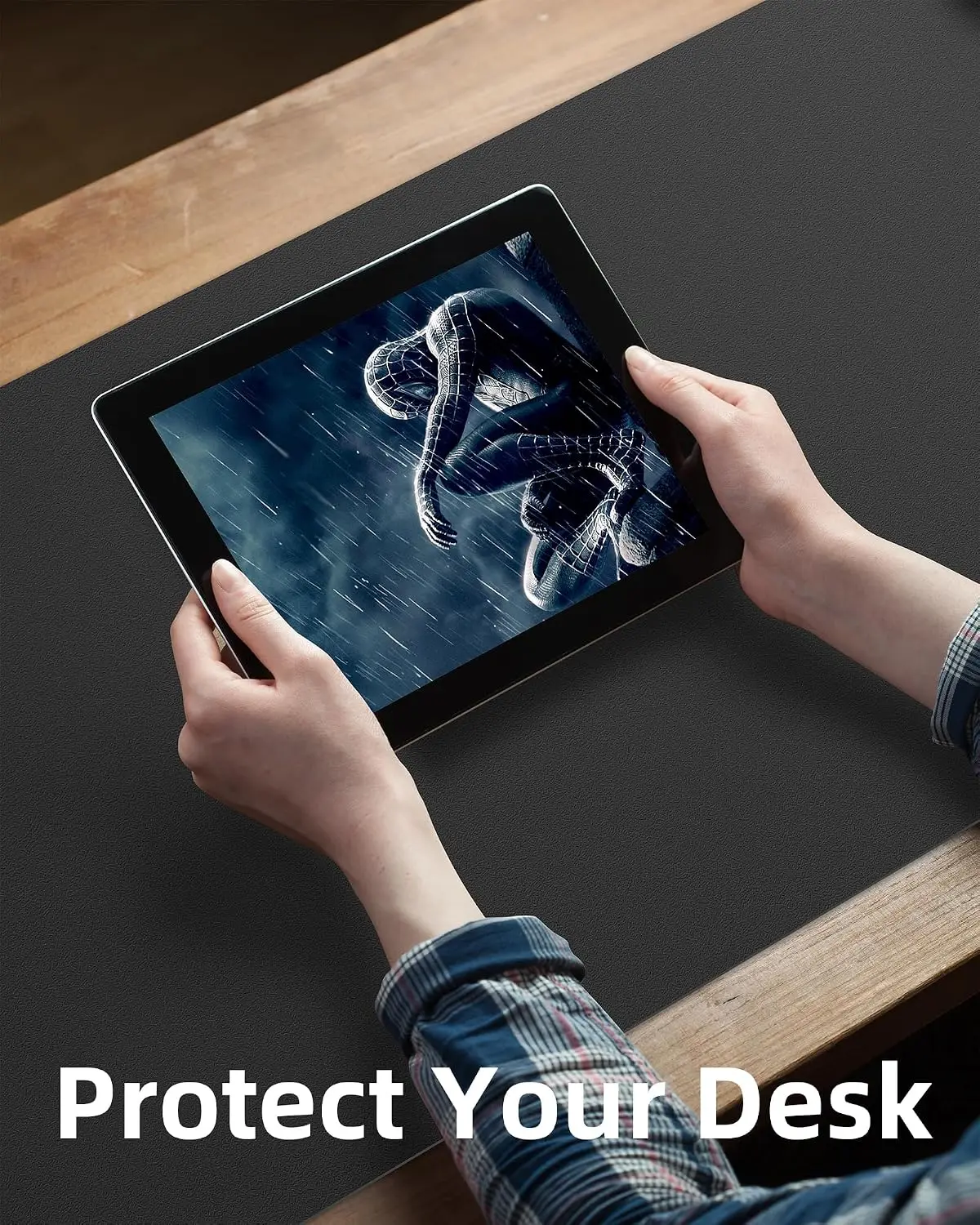 Large Desk Mat 55x17 inch Leather Desk Pad Protector, Non-Slip PU Leather Desk Blotter for Office Home Decor, Waterproof Mouse view 3
