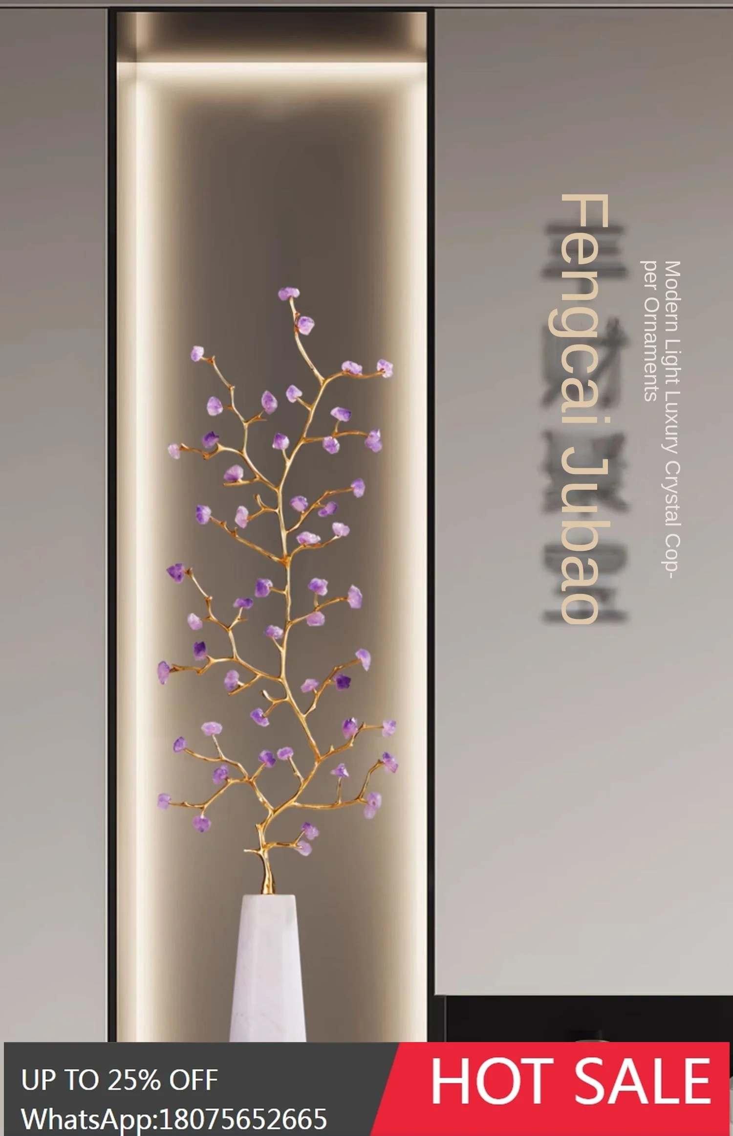 MJY entrance crystal fortune tree ornament light luxury vertical height slender floor art decoration
