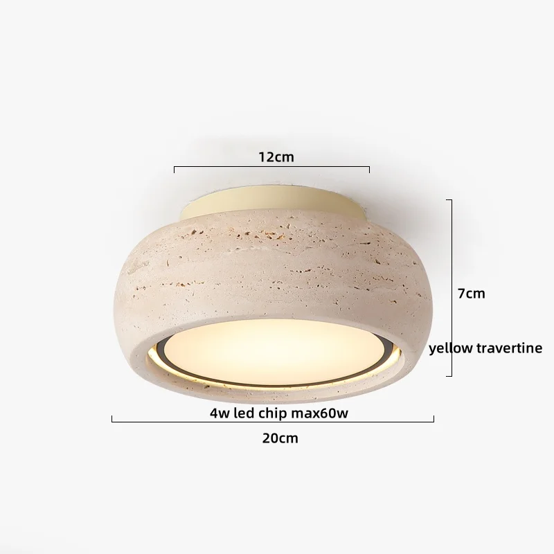 IWHD Yellow Travertine LED Ceiling Lamp Art Decoration Restaurant Aisle Living Room Light Natural Stone Home Lighting Luminaria