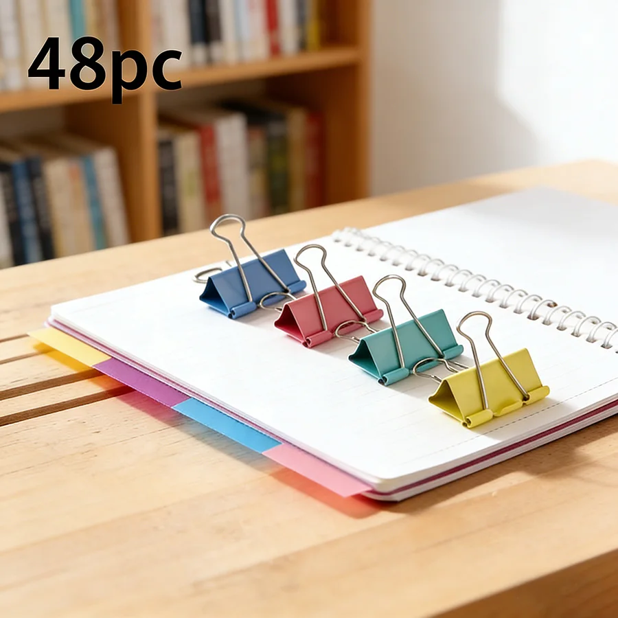 

48 шт. красочные металлические зажимы для переплета, 15 мм застежки для бумаги для офиса, школы и домашней организации документов