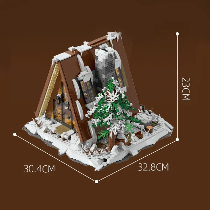 1508PCS A-Rahmen Schnee Kabine Bausteine LED Street View Haus Modulare Modell Desktop Dekoration Puzzle Spielzeug Kinder Urlaub geschenk