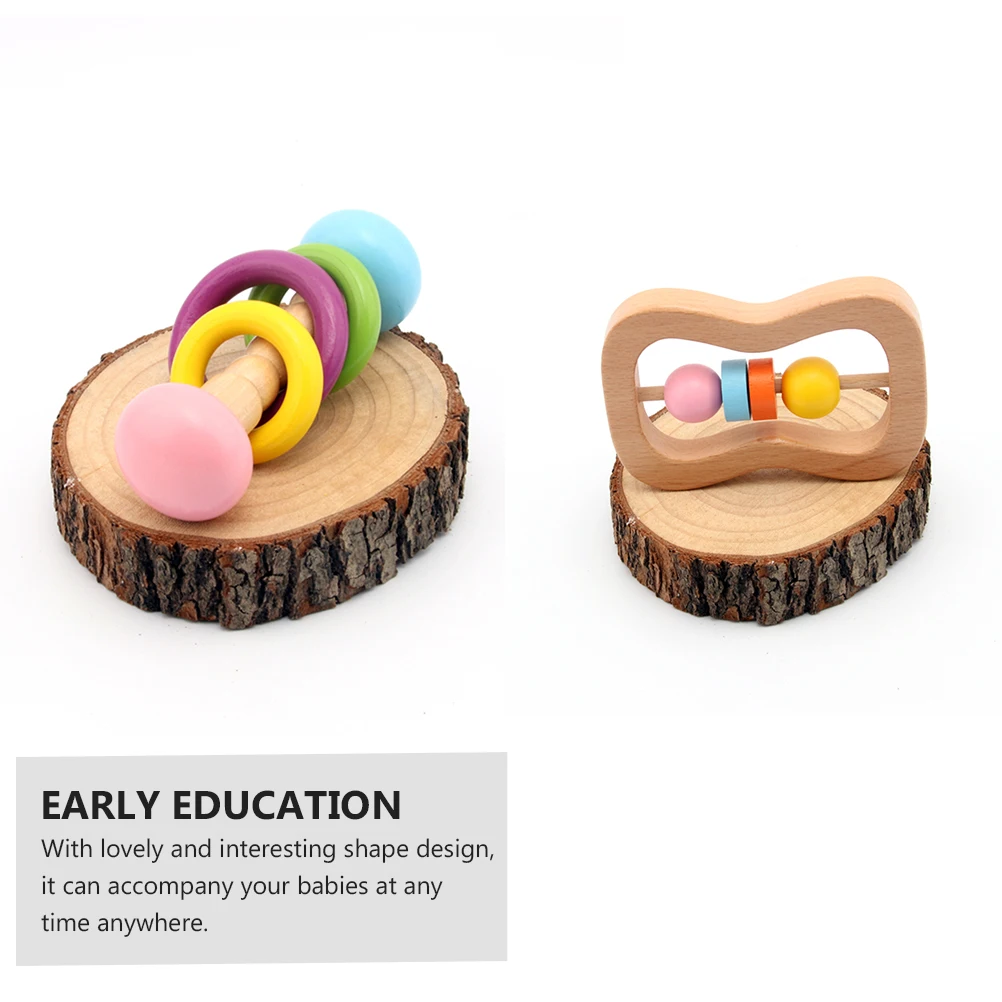 

2PCS Wooden Toys Natural Safe Creative bell Kids bell Chewable Plaything