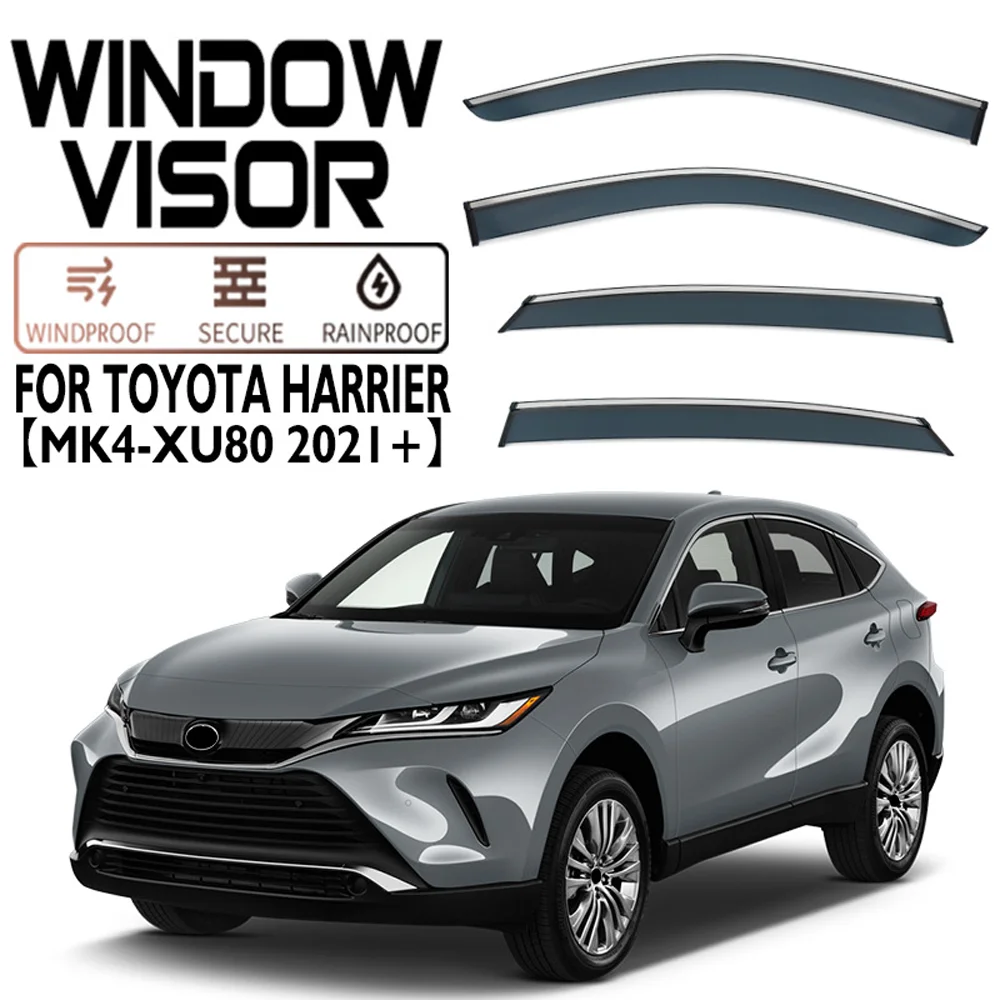 

Chrome Strips Rain Guards for Toyota Harrier Venza UX80 2021-2023 Window Visor Wind Deflectors Door Visor Vent Shades