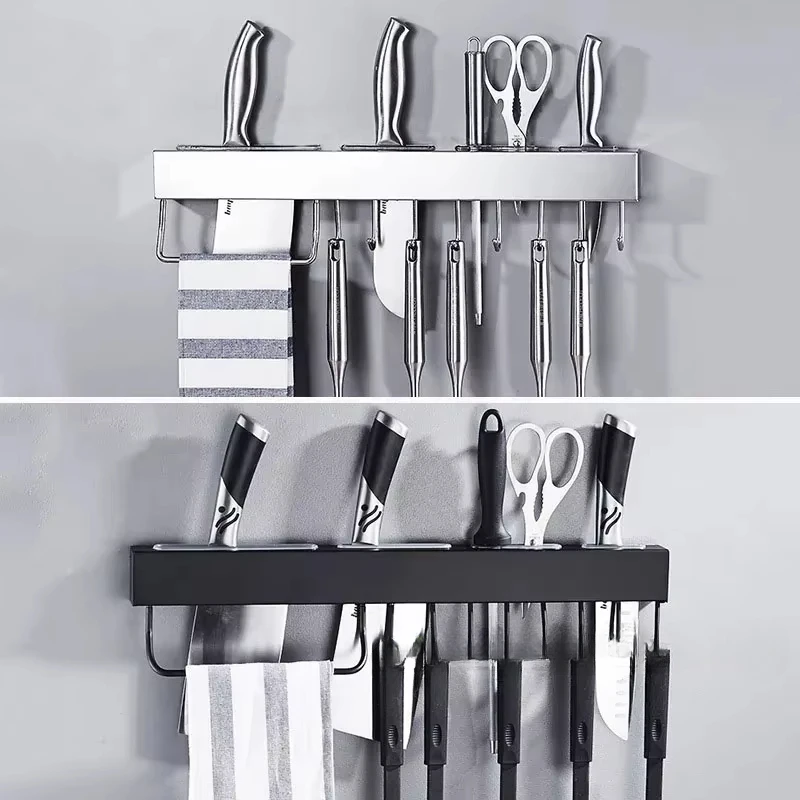 

Stainless Steel Kitchen Racks for Pantry, All Knives Shelf with Hook, Slice Soup Ladle Chopping Block Holder, Kitchen Accessori