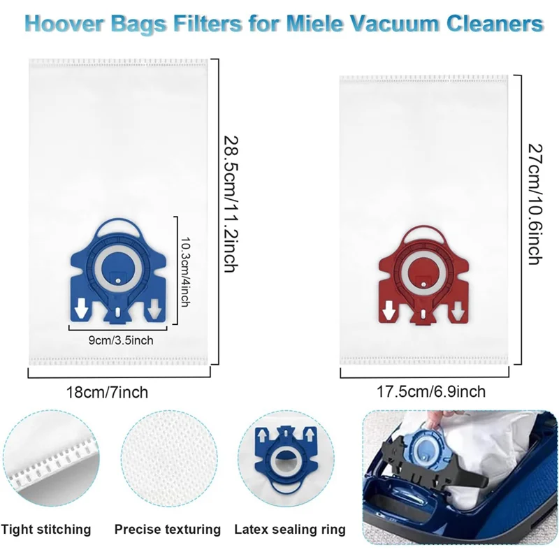 Accessory Set for Miele Vacuum Cleaner S8340, Compact C1/C2, Complete C2/C3, 3 SF-HA 50 HEPA Filters,Vacuum Cleaner Bags_A66K