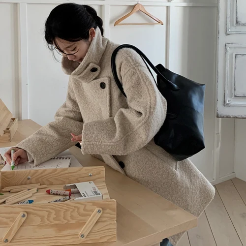 부드러운 외투 여성용 겨울 직선형 고급스러운 부드러운 스탠드 칼라 대각선 버튼 디자인 외투 코트 외투 코트 외투 Best5 부드러운 외투 여성용 겨울 직선형 고급스러운 부드러운 스탠드 칼라 대각선 버튼 디자인 외투 코트 외투 코트 외투 Best5