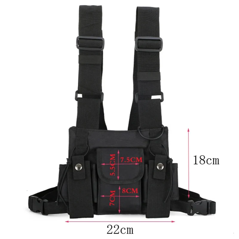 Functional Vest Shoulder Bag Tactical Chest Harness Sling Bag Walkie Talkie Accessories Pack Unisex Outdoor Sport Backpack Bag