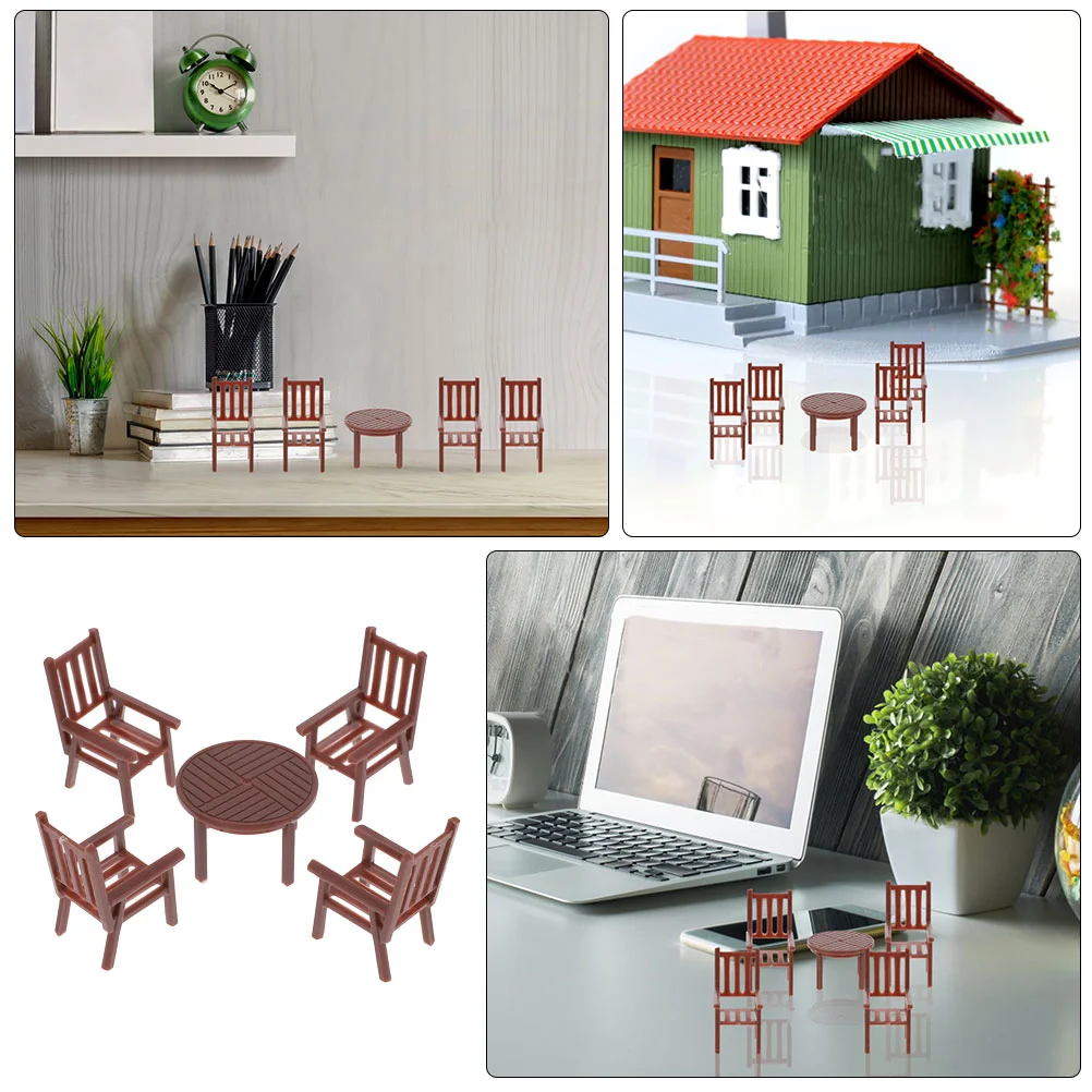 Mini Table and Chair Model Dollhouse Kitchen Miniatures Figures Display Cabinet Furniture Ornaments Architectural