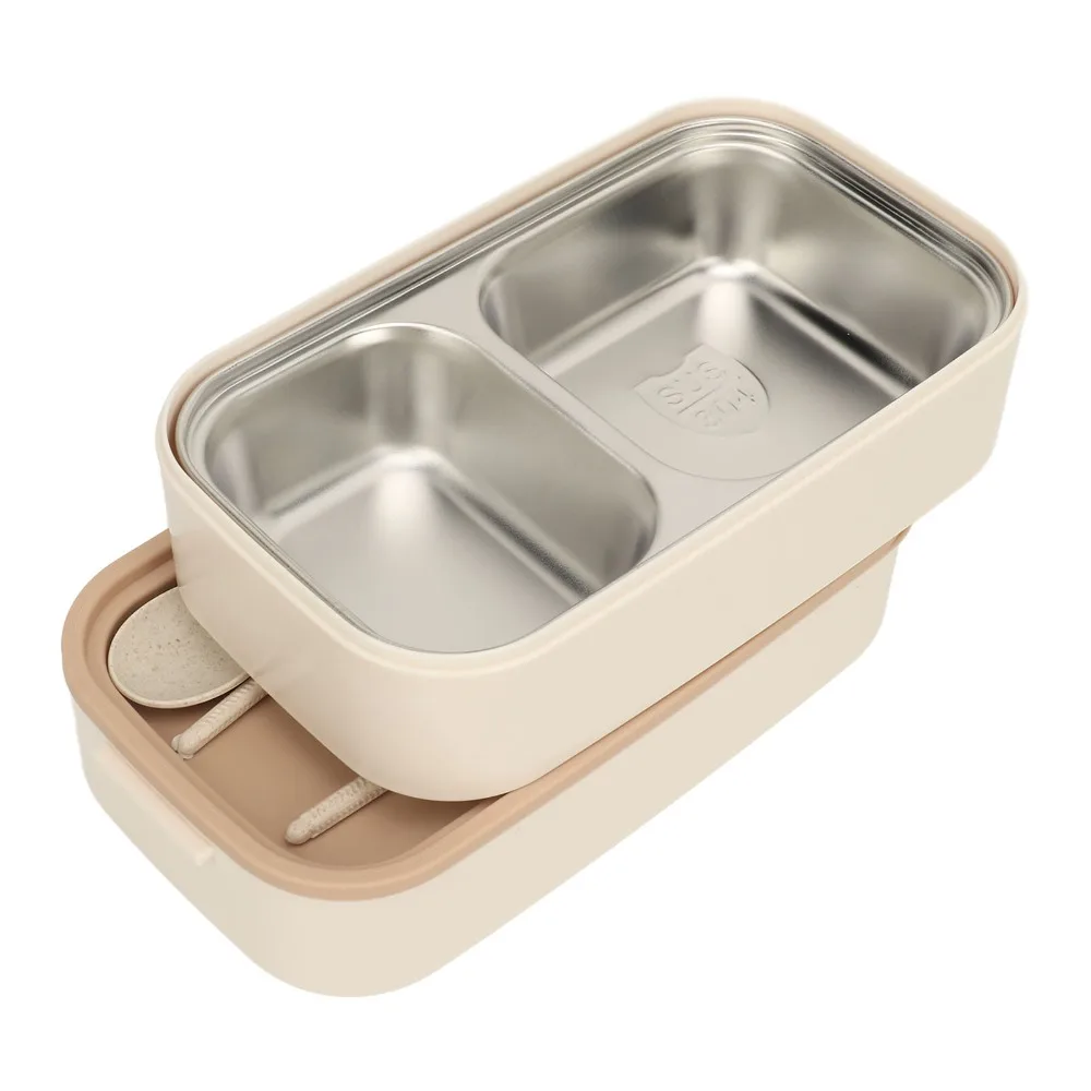 304 Stainless Steel Lunch Storage Container 3 Compartments 1400ml Thermal Lunch Box Double Layer Compartment Lunch Box