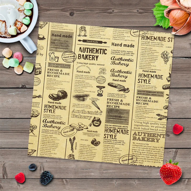 25Pcs Newspaper Style Toast Parchment Sheet Airfryer Burger Sandwich Wax Paper Children's Food Wrapper Non-stick Baking Oilpaper