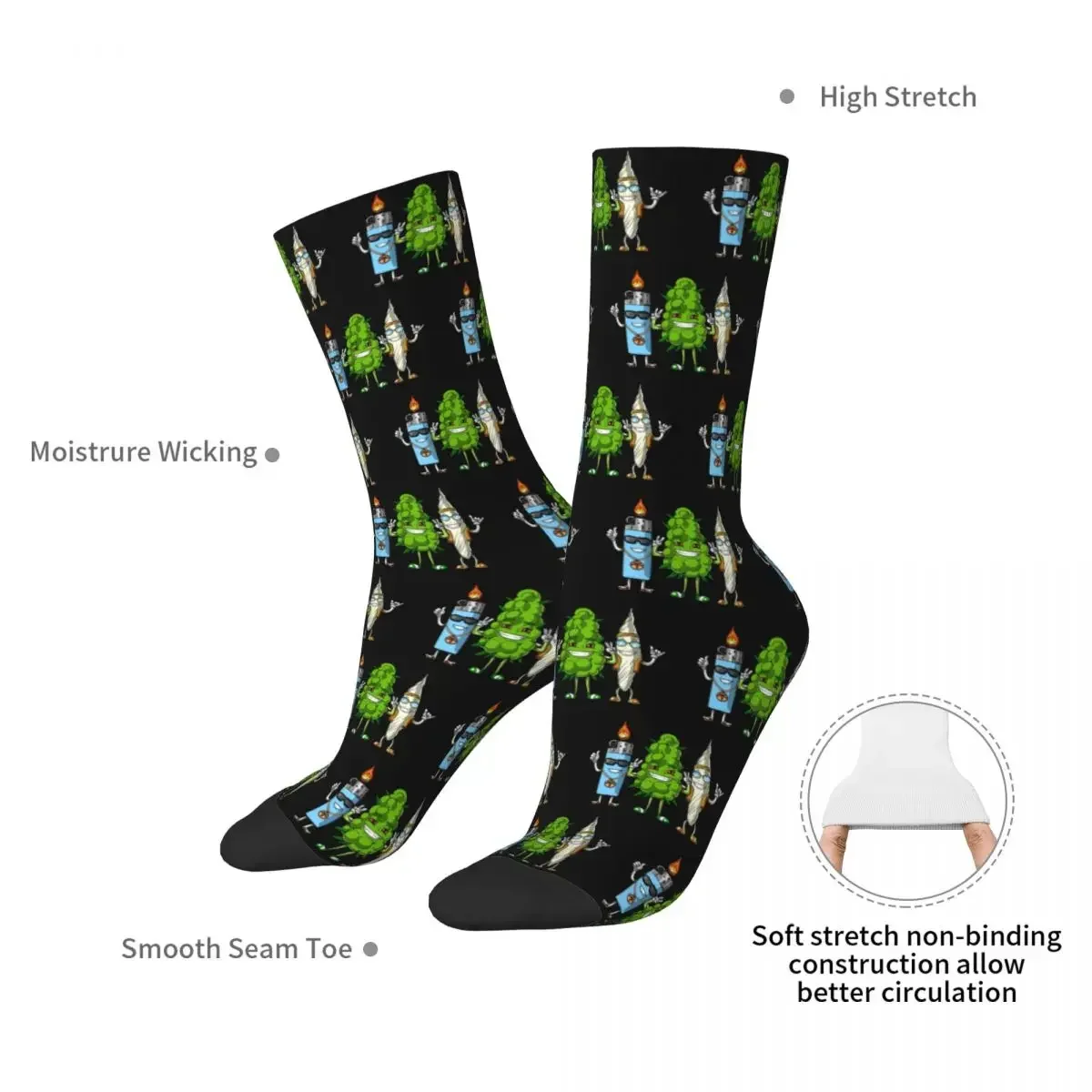 Weed Bud Joint Lighter (4) Socks Harajuku Super Soft Stockings All Season Long Socks Accessories for Unisex Gifts