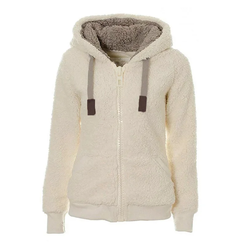 Fashion Winter Thicken Fleece Sweater 2024 Fluffy Hooded Warm Zipper Cardigan Women Lambswool Overcoat Sherpa Tops Drop Shipping