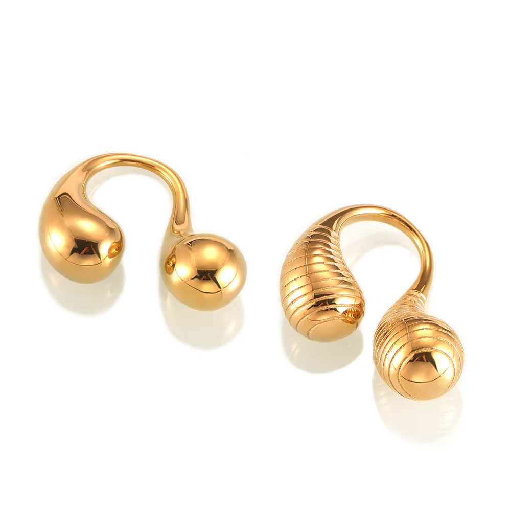 

New exaggerated shape double drop open ring Fashionable European and American luxury gold-plated jewelry