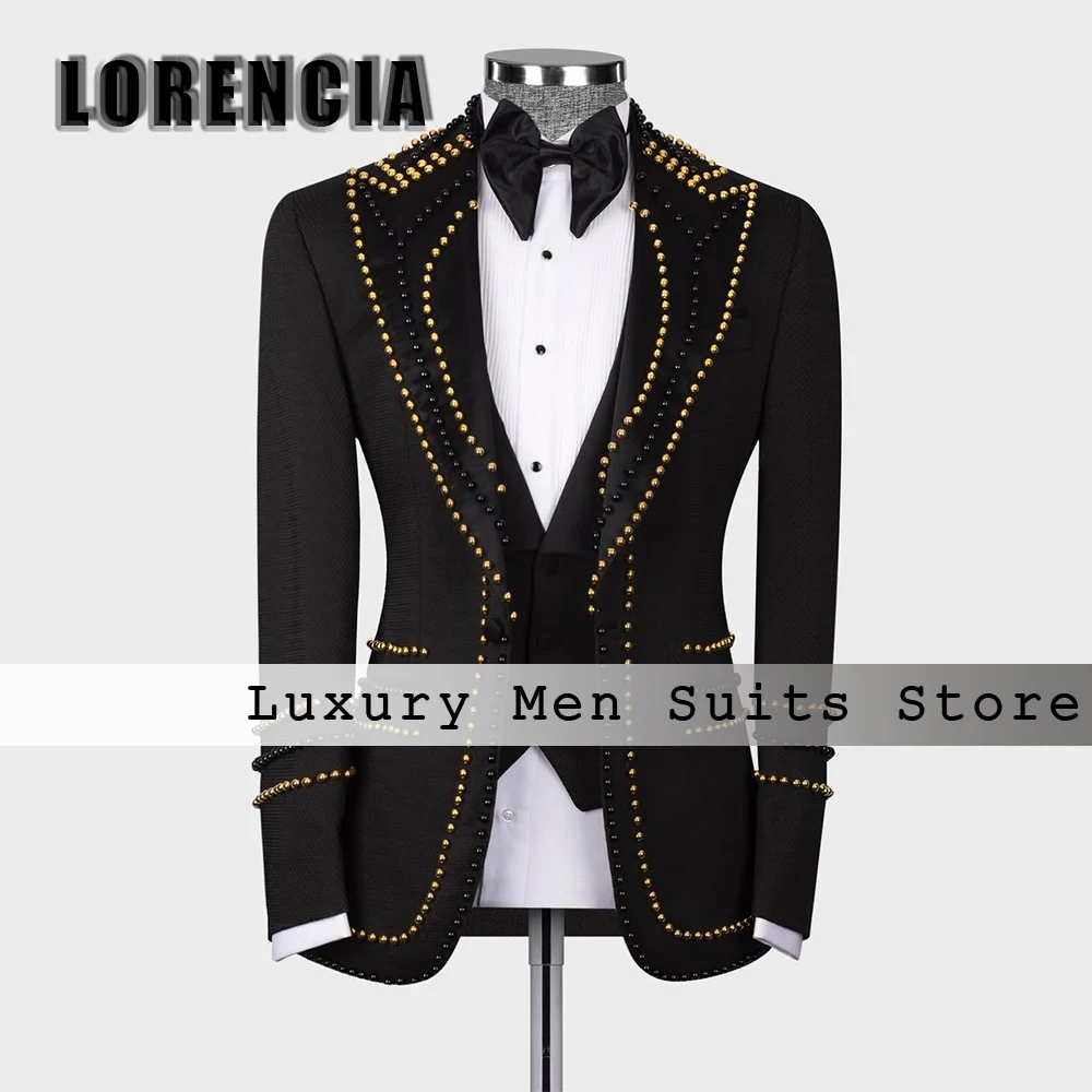 

Simple Beaded Men Suits 3 Pieces Single Breasted Wedding Suit for Groom Customized Blazer vestidos de novia 2025 alta calidad