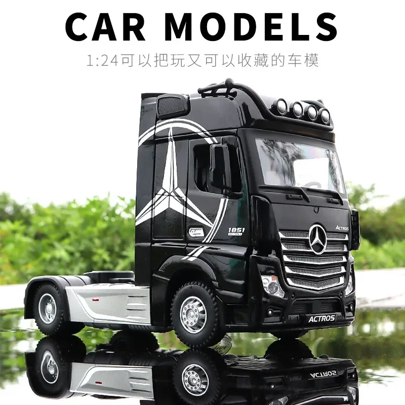 1:24 Mercedes-Benz ACIROS truck High Simulation Diecast Metal Alloy Model car Sound Light Pull Back Collection Kids Toy Gifts