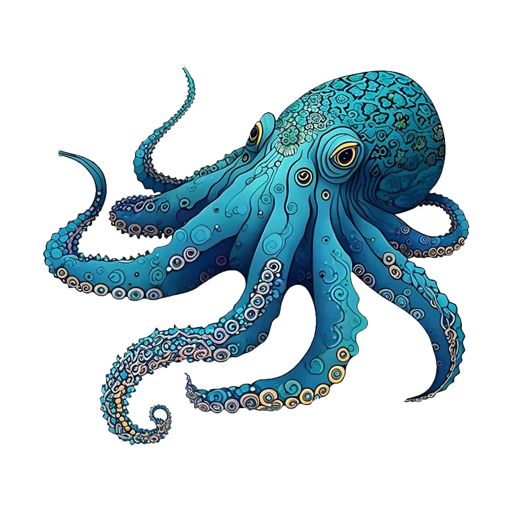 Blue Octopus Decal Sticker - Self-Adhesive Car Window, Wall & Laptop Decoration - Durable Automotive Exterior Accessories