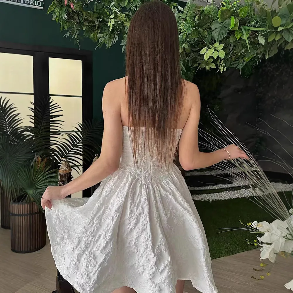 Ele Floral Embroidery Bustier Dr Sexy oulder Bared Waist Cinched A-Line  Skirt High-End Fabric Commute Sle Wom...