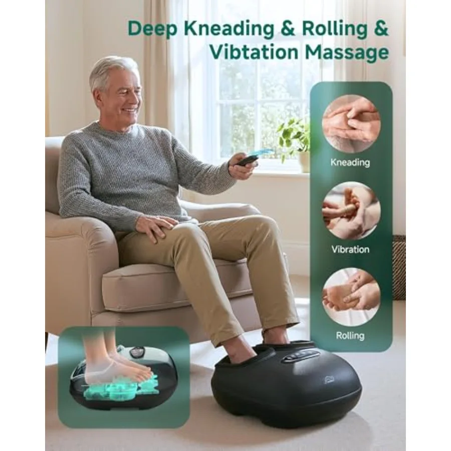 

Shiatsu Foot Massager with Heat Deep Kneading Compression Vibration Electric Feet Massage Machine for Plantar Fasciitis Neuropa