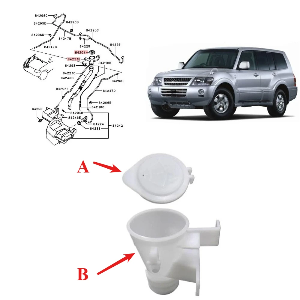 

1 Piece Front Washer Cover for Pajero V73 Windshield Washer Tank Filler for Montero V70 Tank Cap Wiper Water MR245402