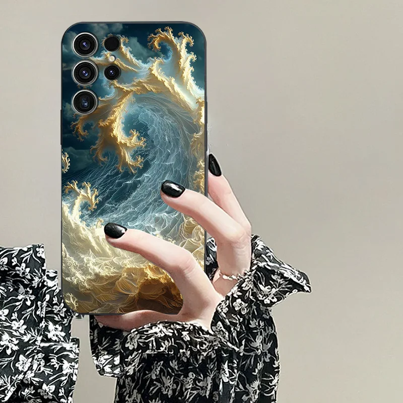 For Samsung S25 Ultra A16 4 g 5 G Galaxy S25PRO A06 TPU Black Soft Phone Case Personalized Creative Pattern Wave Series Cover image 5