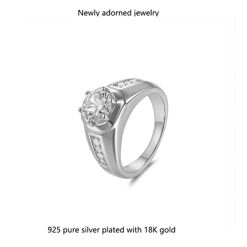 

8.0mm moissanite ring solid texture precision work version origin factory cross-border wholesale 925 sterling silver men's ring
