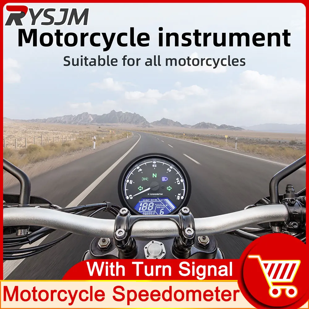 HD Universal Motorcycle Speedometer Tachometer 12000 RPM Meter Odometer 1-4 Cylinders Motorbike Gauge Motorcycle Digital Dash