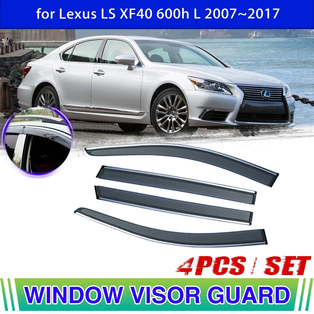 Car Window Visor for Lexus LS XF40 600h 460 L 2007~2012 2008 Door Smoke Vent Awning Sun Rain Eyebrow Cover Deflector Accessorie