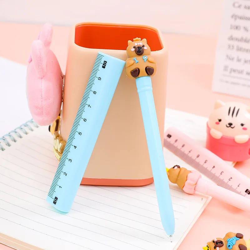 Capibala with Ruler Neutral Pen Creative Stationery Student Writing Tool Water-based Pen Office Measurement Signature Pen