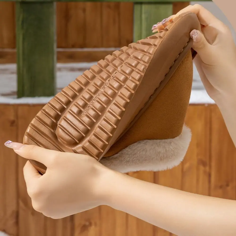 

New Snow Boots Faux Fur Fluffy Soft Slippers Thick Bottom Warm Ankle Boots Autumn and Winter