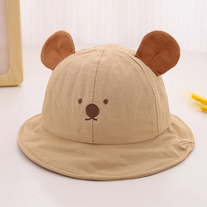 Cute Bear Baby Bucket Hat With Ears Boy Girl Cotton Kids Sun Hat Outdoor Summer Child Panama Cap