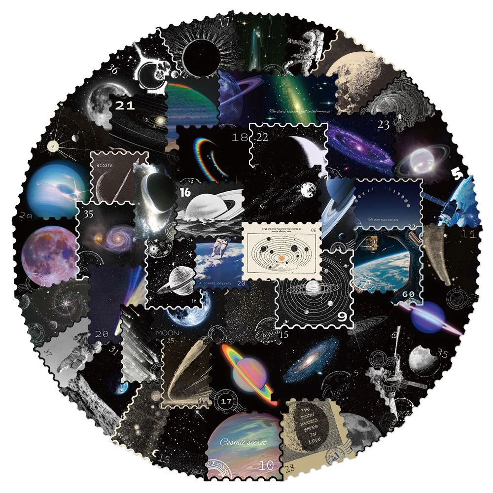 10/30/50pcs Universe Outer Space Cartoon Stickers Galaxy Decals DIY Notebook Phone Diary Cool Waterproof Decals Sticker Kid Toy