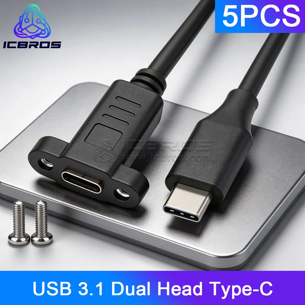 5pcs USB 3.1 Dual Head Type-C Gen1 Data 4K 60@HZ HD Fast Charging PD 60W CABLE For Phone Macbook DELL XiaomI Laptop TV HDTV