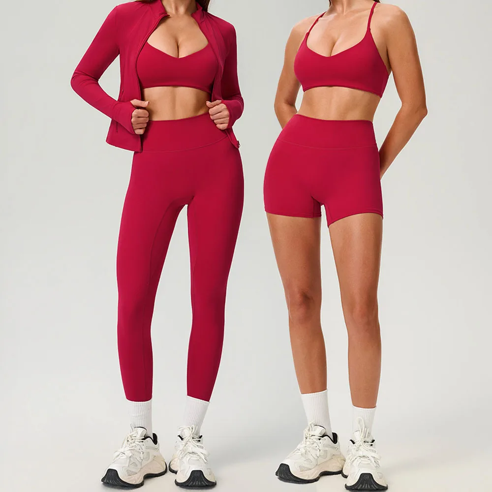 

2/3PCS Yoga Set Women's Tracksuit Gym Set Long Sleeve Sports Top Bra High Waist Yoga Pants Running Workout Clothes Athletic Wear