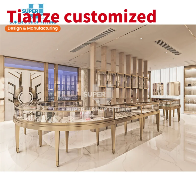 

(Customized) tempered glass retail kiosk jewelry showcase jewellery shop furniture shopping mall display sales kiosk design