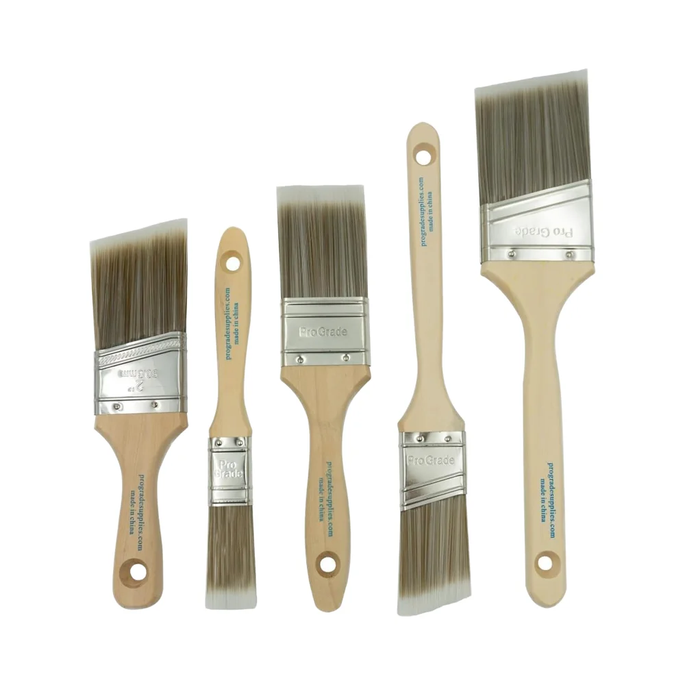5-Piece Paint Brush Set For Home Improvement Natural Foam Flat Angle Brushes For Latex Oil Paints Stains Interior