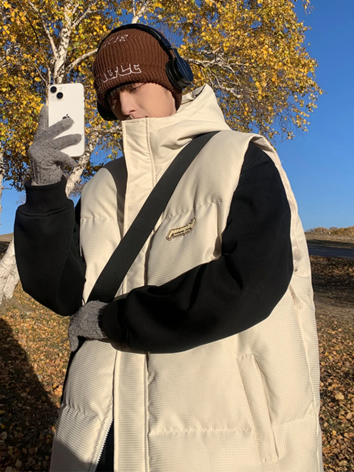 

Men's down Vest Winter New Sle Japanese Hong Wind Cotton Warmth Svel Hooded Oversize Coat Youth ular Outerwear