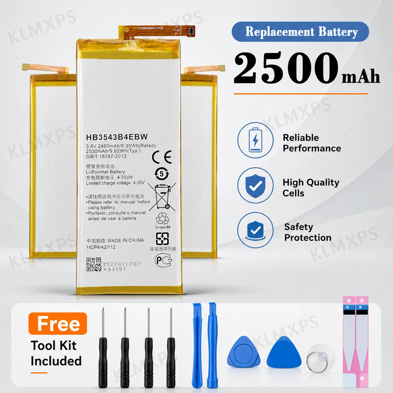HB3543B4EBW Batería de Repuesto de Litio de Alta Capacidad de 2460 mAh con Carga Rápida y Duradera para Teléfono Huawei Ascend P7 L09 L10 L05 L11