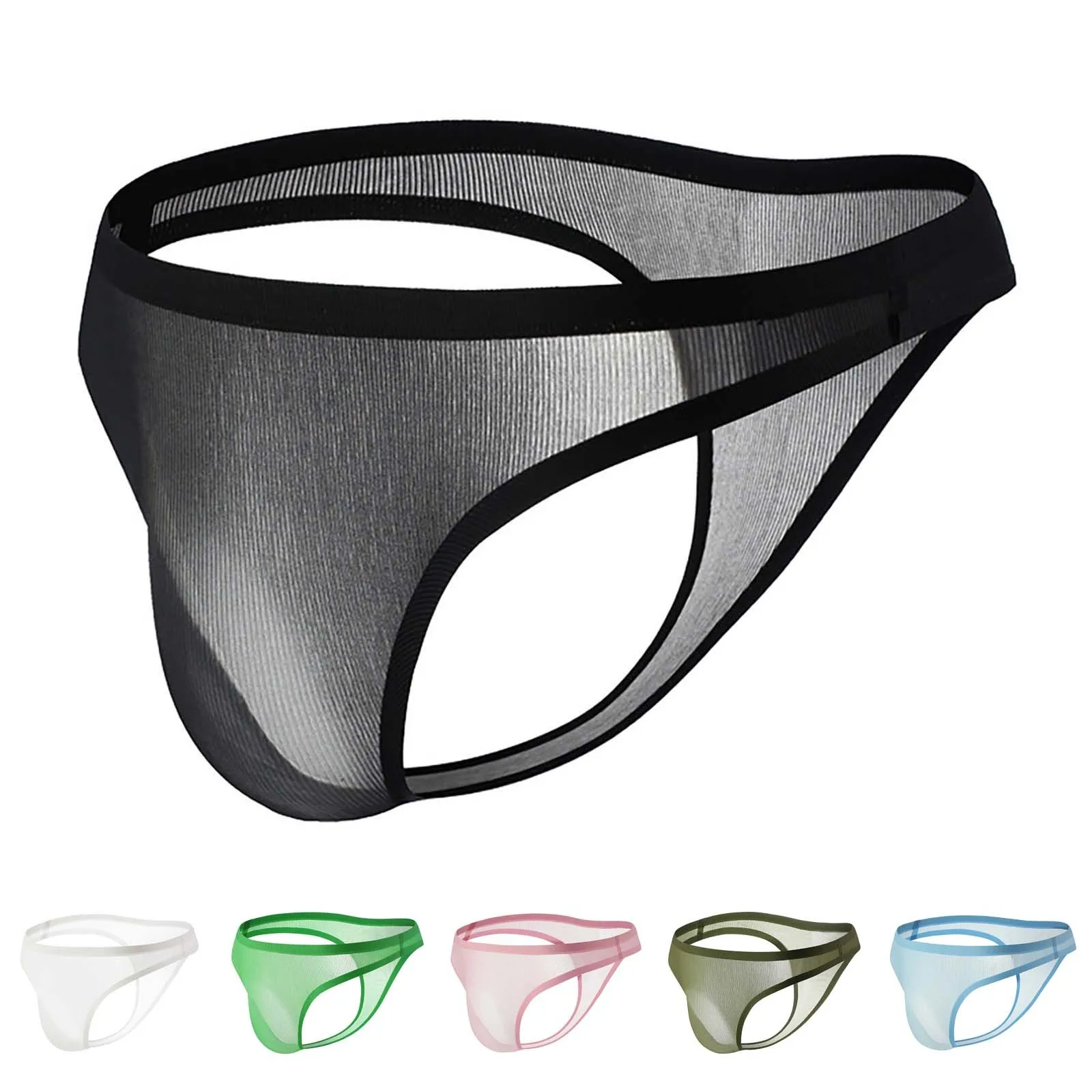 Tanga ultrafina sin costuras para hombre, tangas y tangas, ropa interior de seda helada, Bikini transpirable de tiro bajo, Tanga Cueca con espalda en T